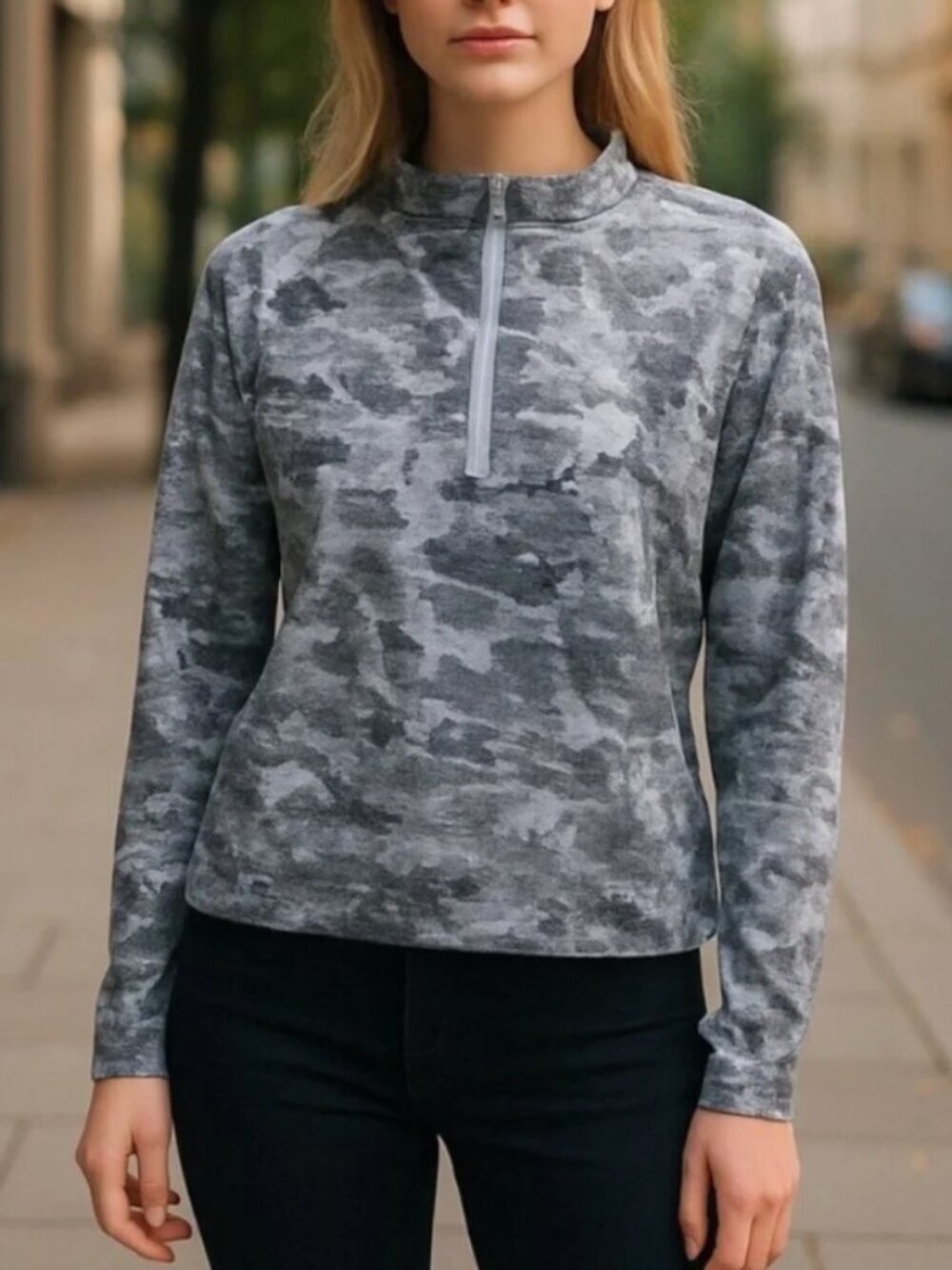 SPYDER Women's Camo Gray Half Zip Size Medium